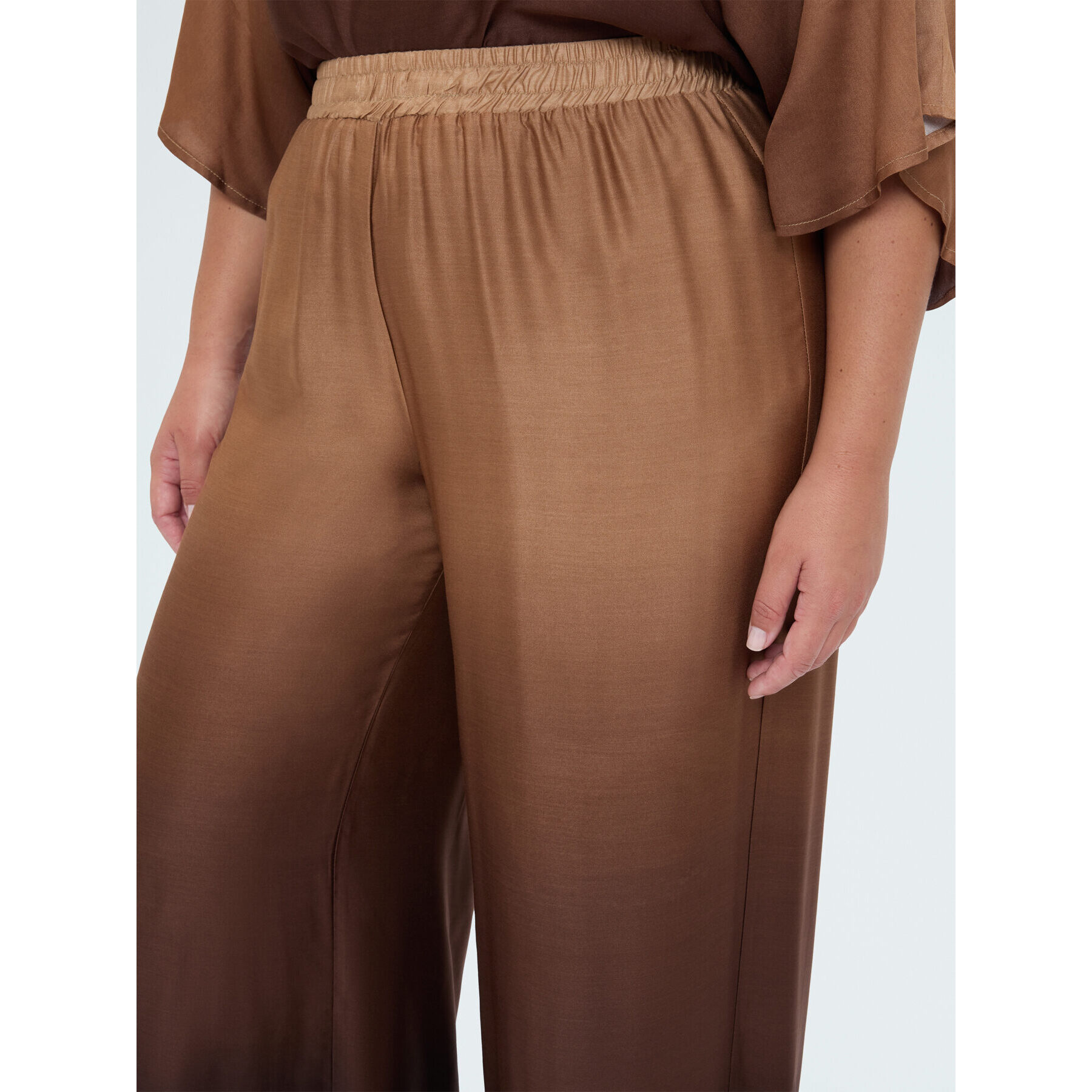 Fiorella Rubino - Pantaloni palazzo in raso dégradé - Marrone