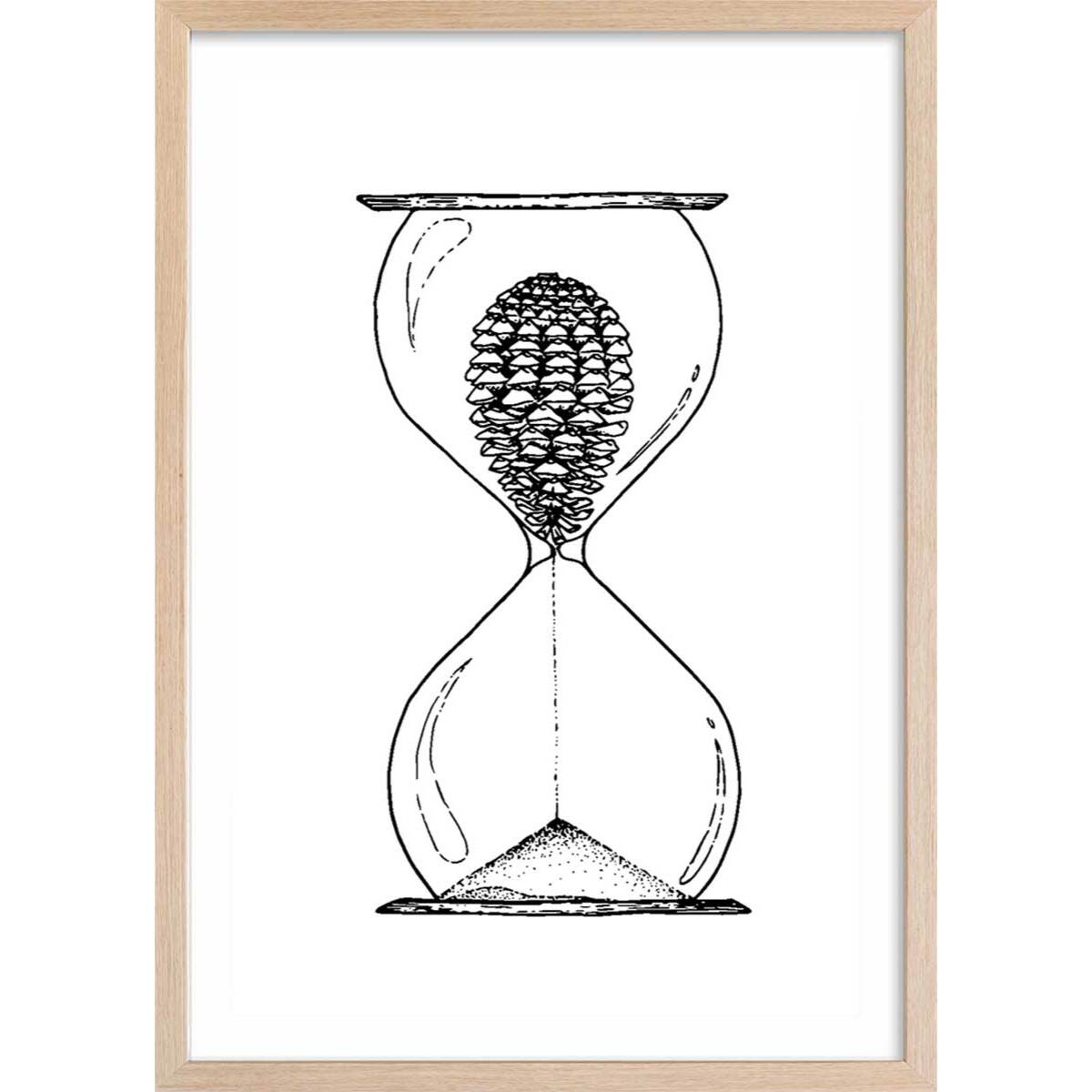 Poster sablier landais Affiche + cadre en bois - Chêne