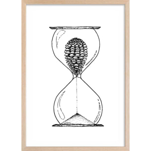 Poster sablier landais Affiche + cadre en bois - Chêne