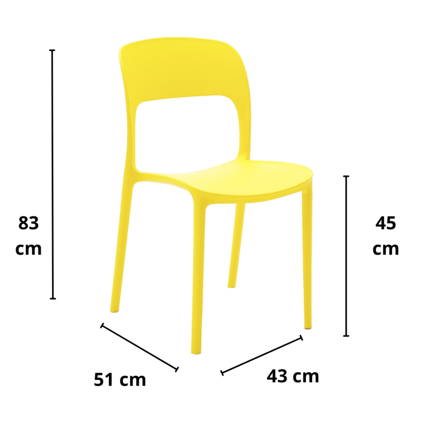 Set da 4 sedie SOUTH BEACH in polipropilene giallo