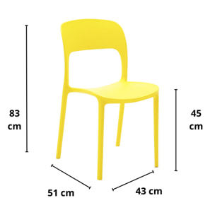 Set da 4 sedie SOUTH BEACH in polipropilene giallo