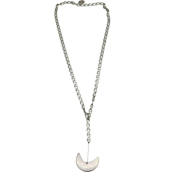 Collar Caleido largo multiposición corbatero en latón plata 10µ