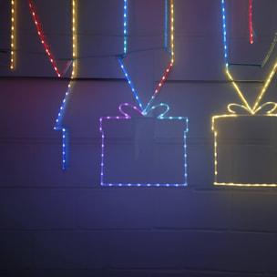 iluminación navideña caja de regalo con 40 luces led rgb y controlador 42x0,6x45cm