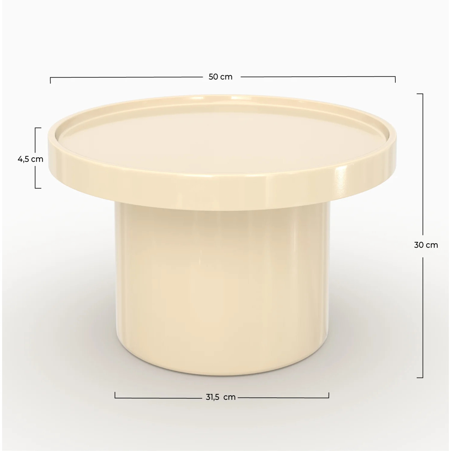 Table d'appoint laquée blanche en MDF, D50 cm - Nora