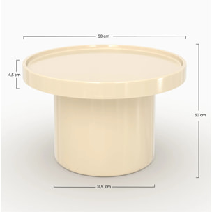 Table d'appoint laquée blanche en MDF, D50 cm - Nora