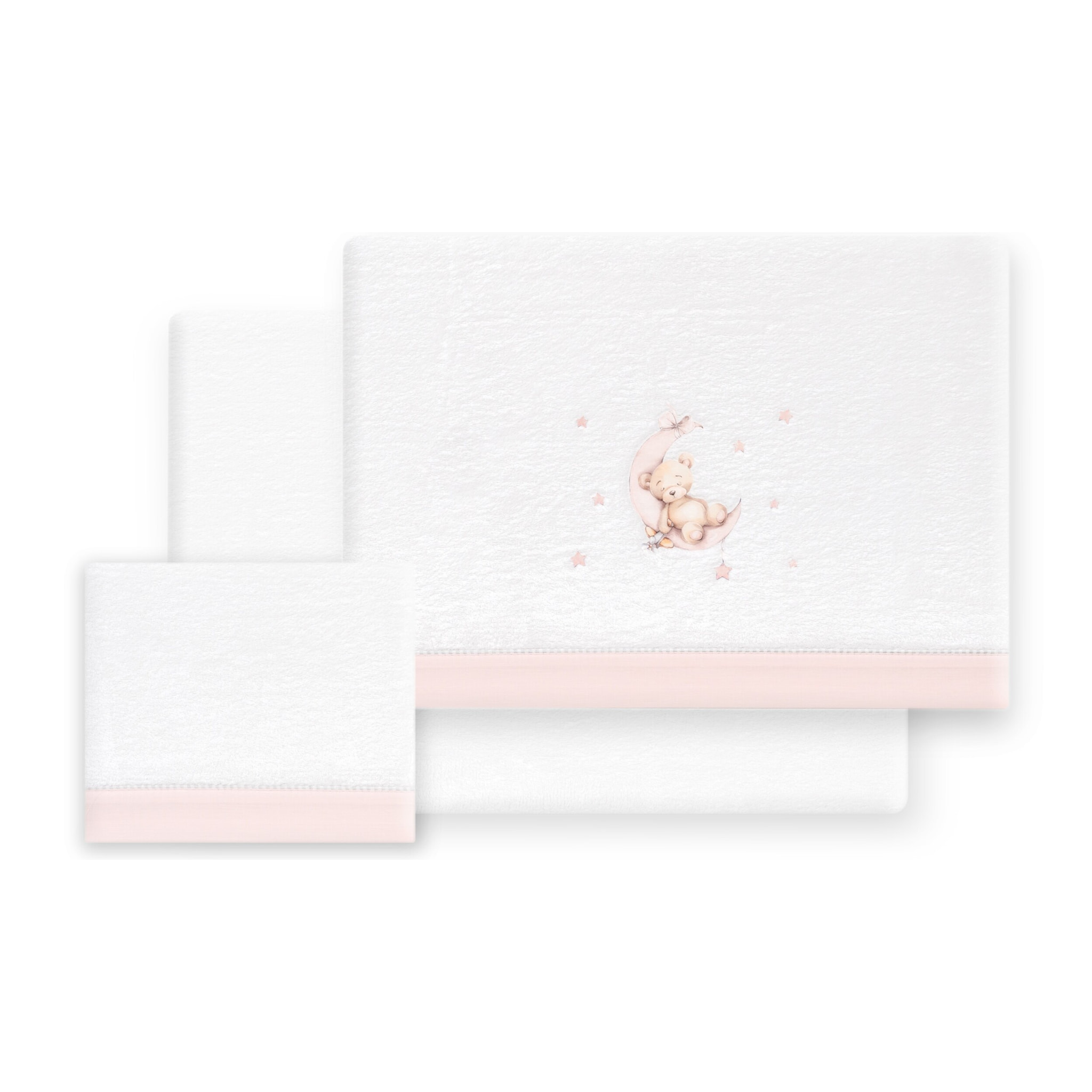 Triptico Coche Coralina Estampado Oso Luna Estrellas Bco/Rosa