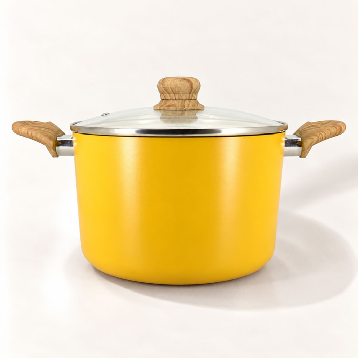Faitout 24cm avec revêtement céramique jaune - tous feux COLORAMA