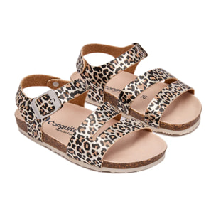Sandalias Abiertas de Niña Bio Tiras con Estampado Leopardo