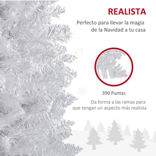 Árbol de Navidad 180 cm Árbol de Navidad Artificial Grande con 390 Puntas de Rama Decoración Navideña para Interiores Fácil de Montar Blanco