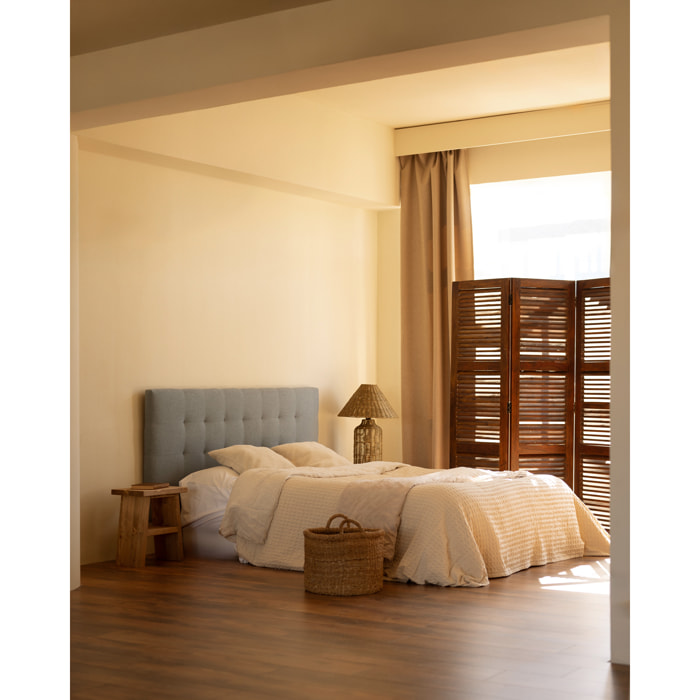 Cabecero tapizado de poliester con pliegues en color azul de varias medidas