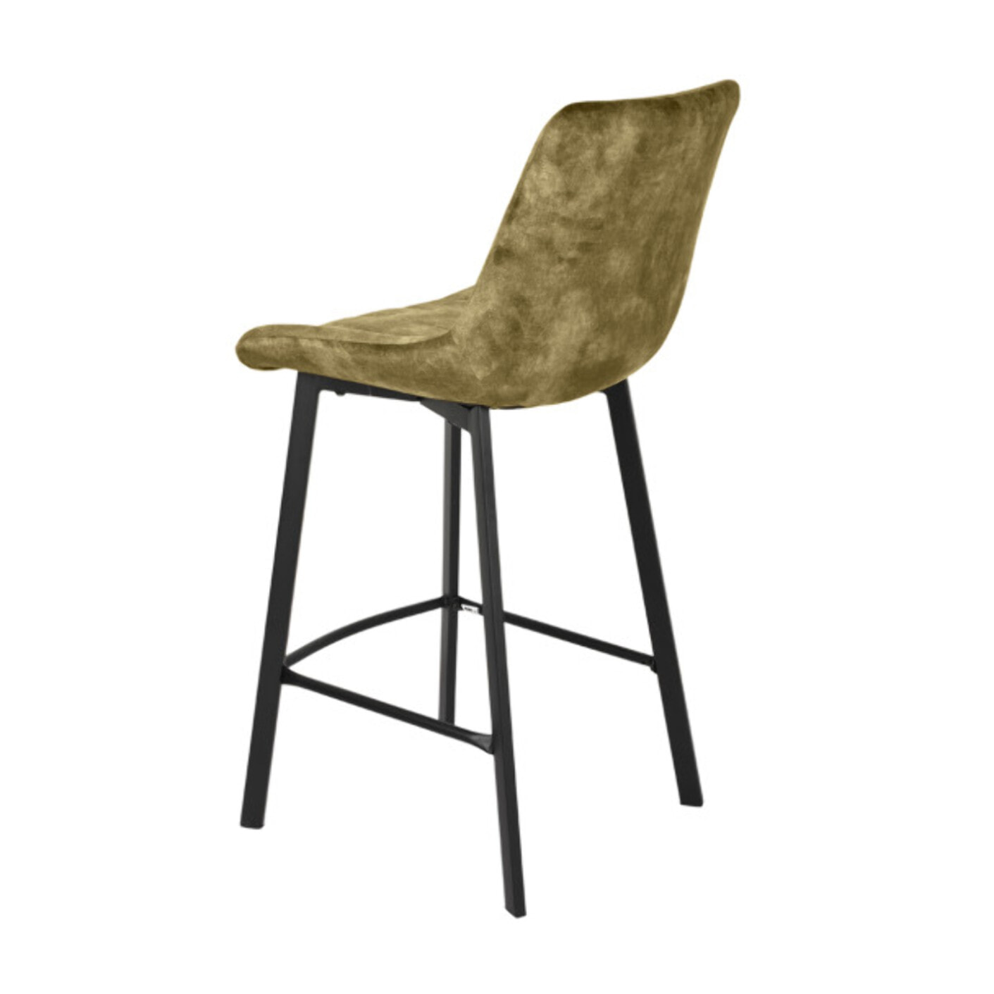 Tabouret de bar rembourré et capitonné en velours vert kaki EMMA 2