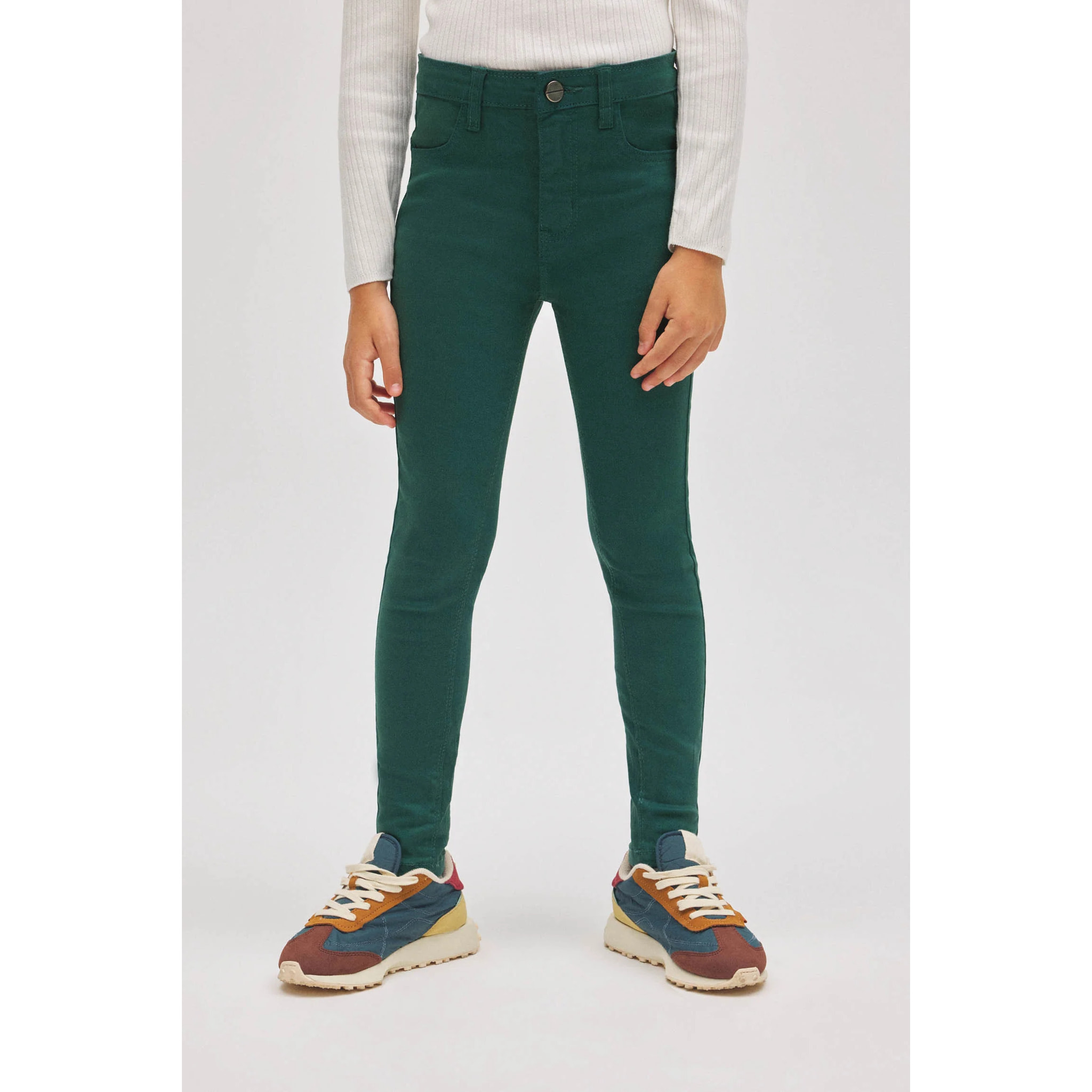 Jeans a gamba larga verde bottiglia per ragazze