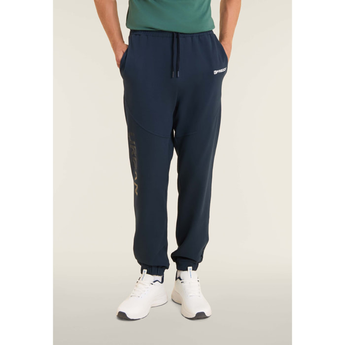 Pantaloni regular in felpa con stampa lucida e cuciture