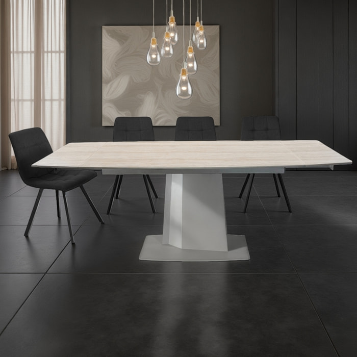 Table à manger extensible Tomasucci SAFIR, en céramique, travertin, 140/170/200 × 89 × 77 cm