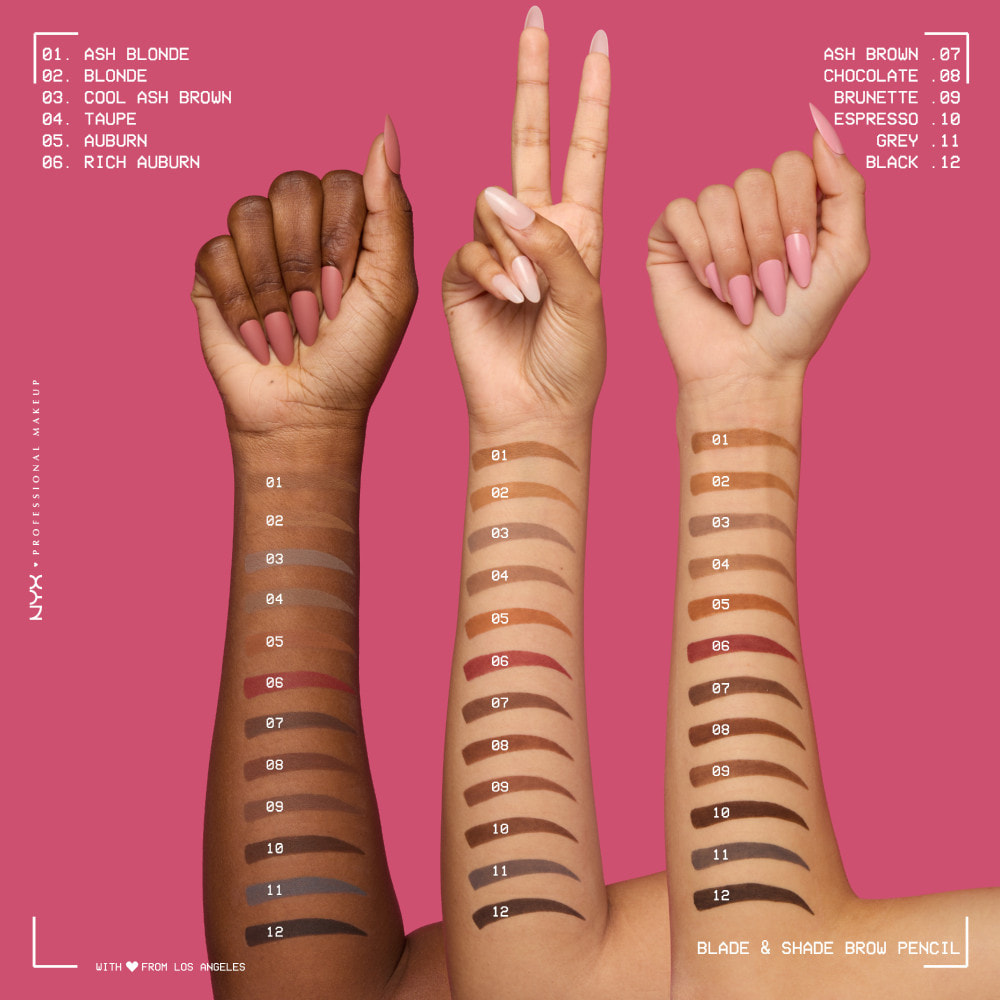 NYX Professional Makeup Blade & Shade, Crayon sourcils double embout, tenue jusqu'à 16h, Chocolate