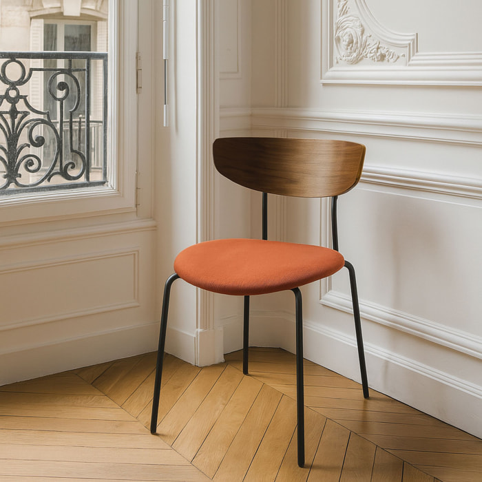 Lot de 2 chaises en bois et velours terracotta RIVA