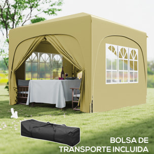 Carpa Plegable Gazabo 3x3 m con Paneles Laterales UPF50+ Cenador Pabellón de Jardín con Altura Ajustable y Bolsa de Transporte para Camping Fiestas Patio Terraza
