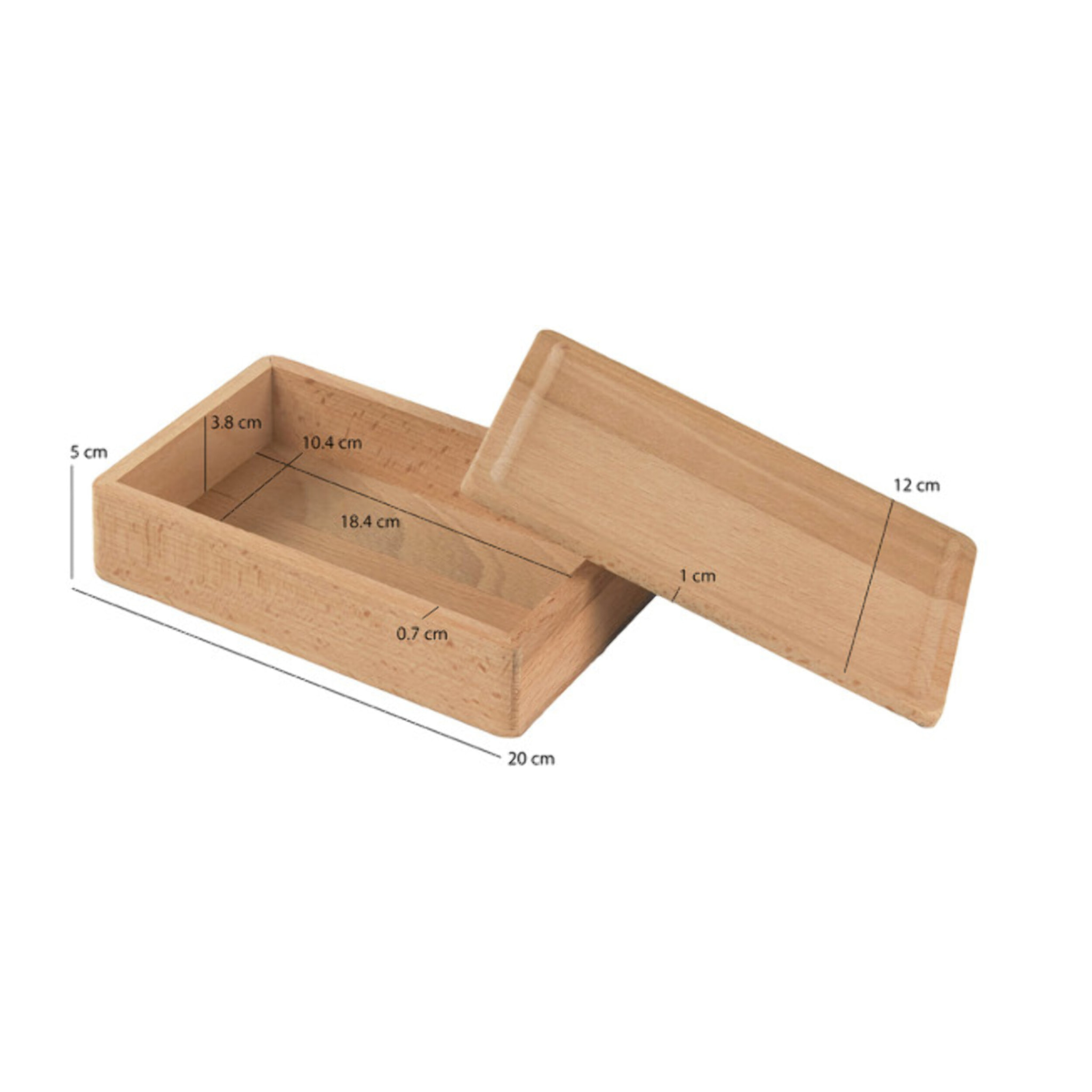 Lot de 2 Grandes Boîtes Rectangulaires en Bois de Hêtre Naturel - BIANCA1883