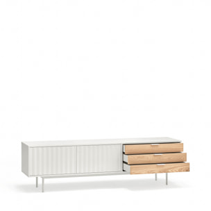 Mueble de televisión Sierra 2 puertas y 3 cajones blanco y roble