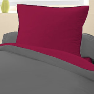 Parure Housse De Couette 135x200cm 100% coton Fushia/anthracite