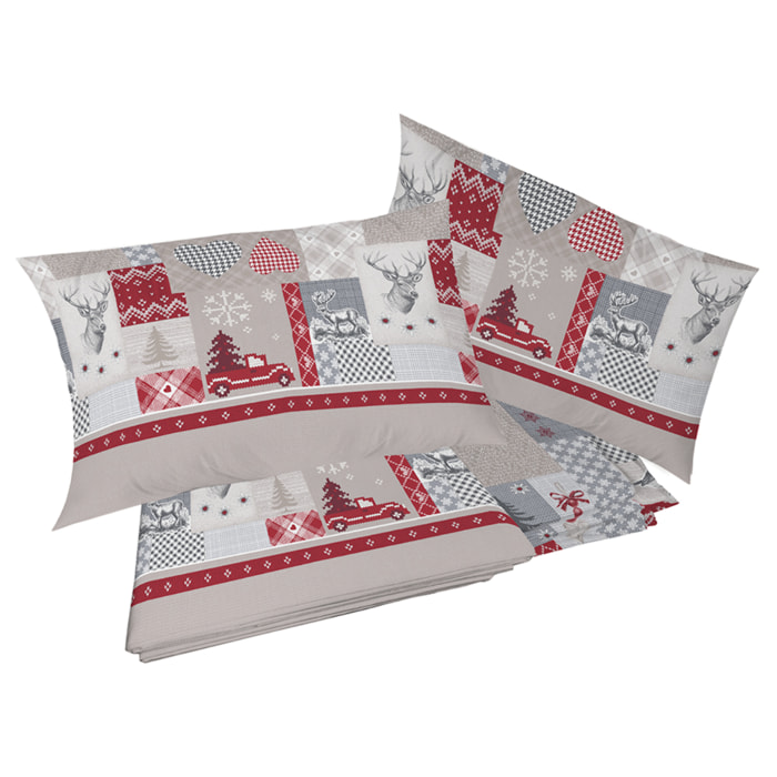 Completo letto alpi rosso 100% cotone