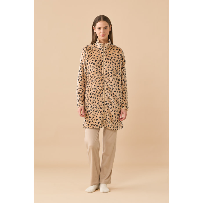 Vestaglia donna invernale in coral articolo animalier. Noidinotte