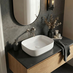 Vasque à poser rectangulaire 50 x 37,5 x 13,5 cm sans trop-plein blanc brillant PixL (CEPX4937)