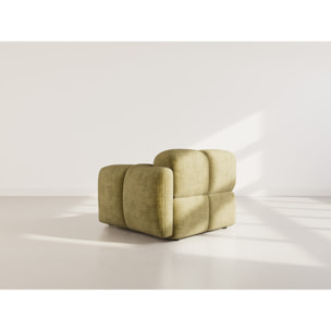Grace - module d'assise droit en velours texturé - Vert Olive