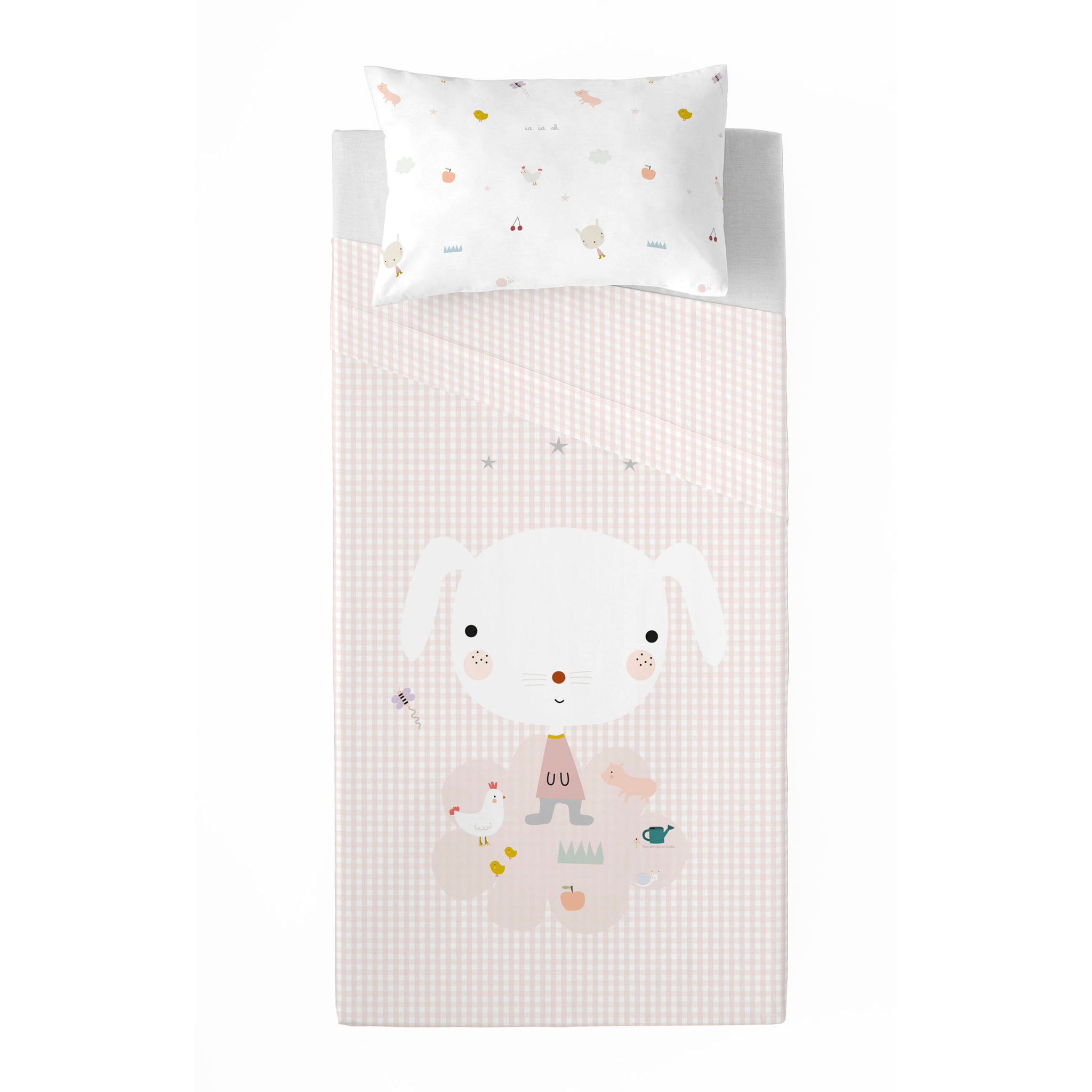 Haciendo el Indio - Juego de Sábanas Estampadas - Infantil - Incluye 1 Funda de Almohada - 100% Algodón - Granja