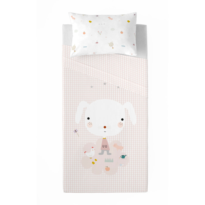 Haciendo el Indio - Juego de Sábanas Estampadas - Infantil - Incluye 1 Funda de Almohada - 100% Algodón - Granja