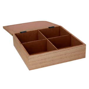 Scatola portathe in legno marrone quadro cm20x20h6