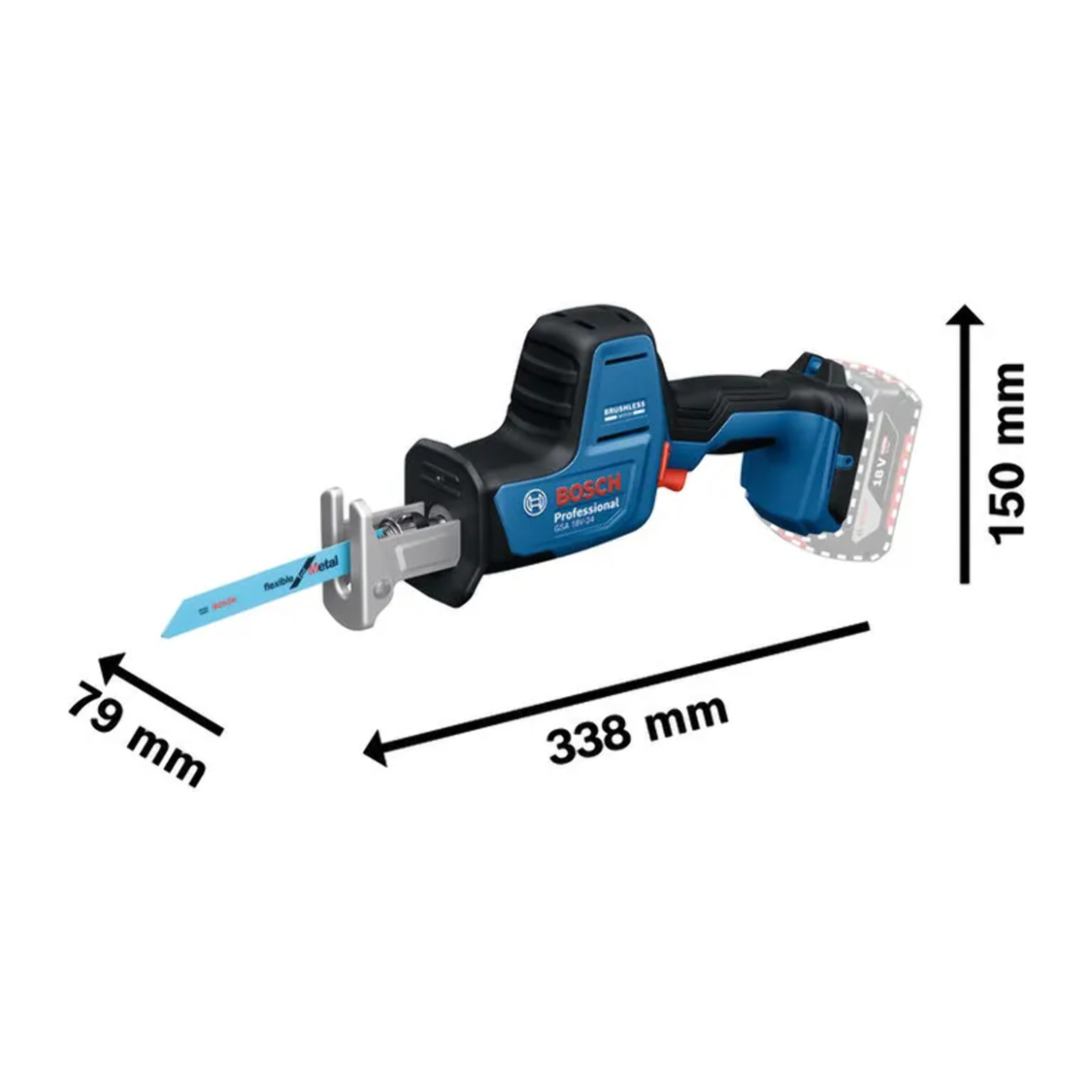 Scie sabre GSA 18V-24 Professional avec 2 lames (bois, métal) en coffret L-BOXX - BOSCH - 06016A5101