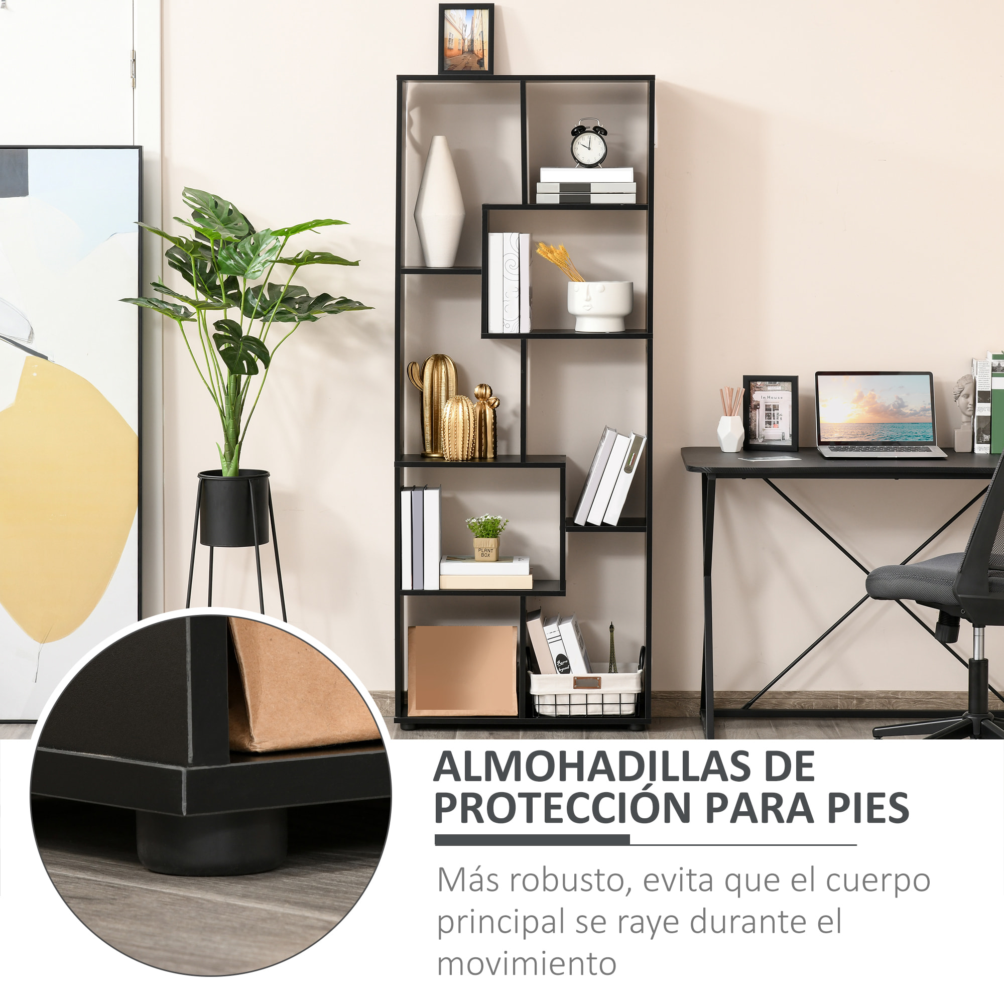 Estantería Moderna, Biblioteca Estrecha con 8 Estantes, Librería para Salón, Dormitorio, Estudio, Oficina, 70x24x178 cm, Negro
