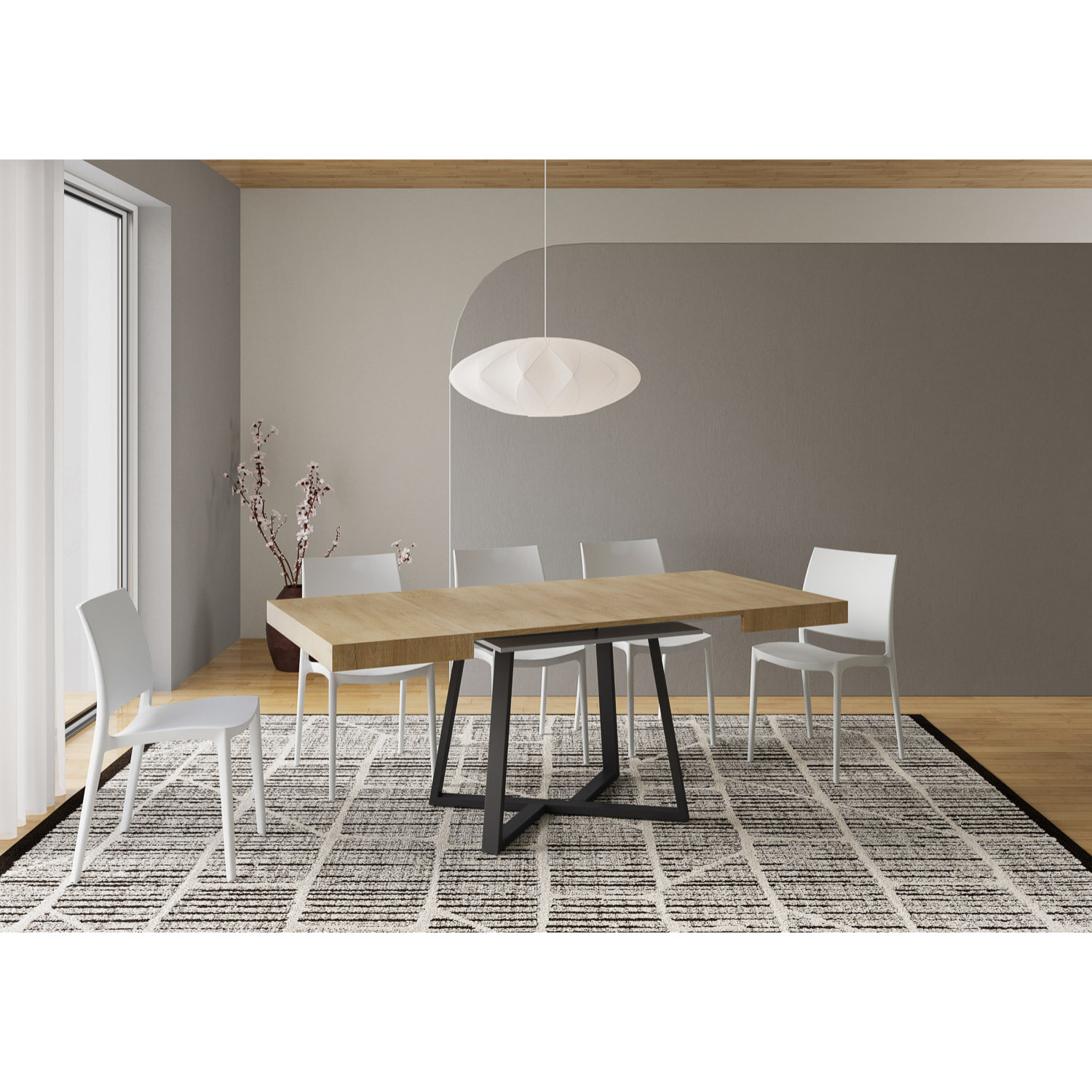 Tavolo allungabile 90x90/194 cm Zeplir quercia natura gambe antracite