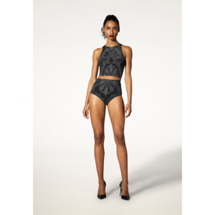 METALLIC JACQUARD CROP TOP