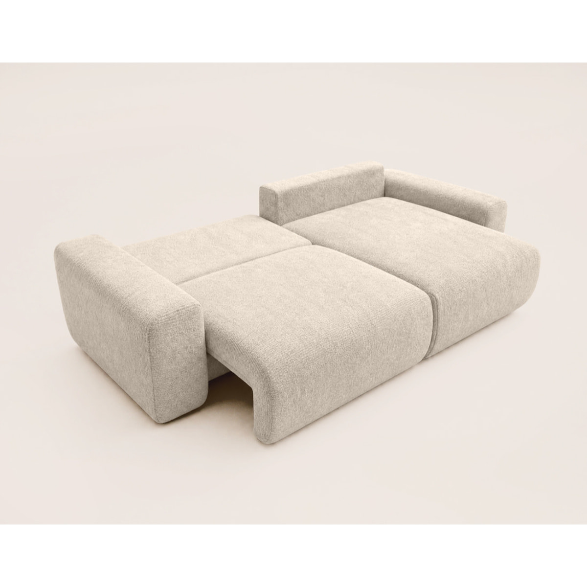 Constance - Canapé d'angle réversible 4 places convertible avec coffre en velours relief - Beige