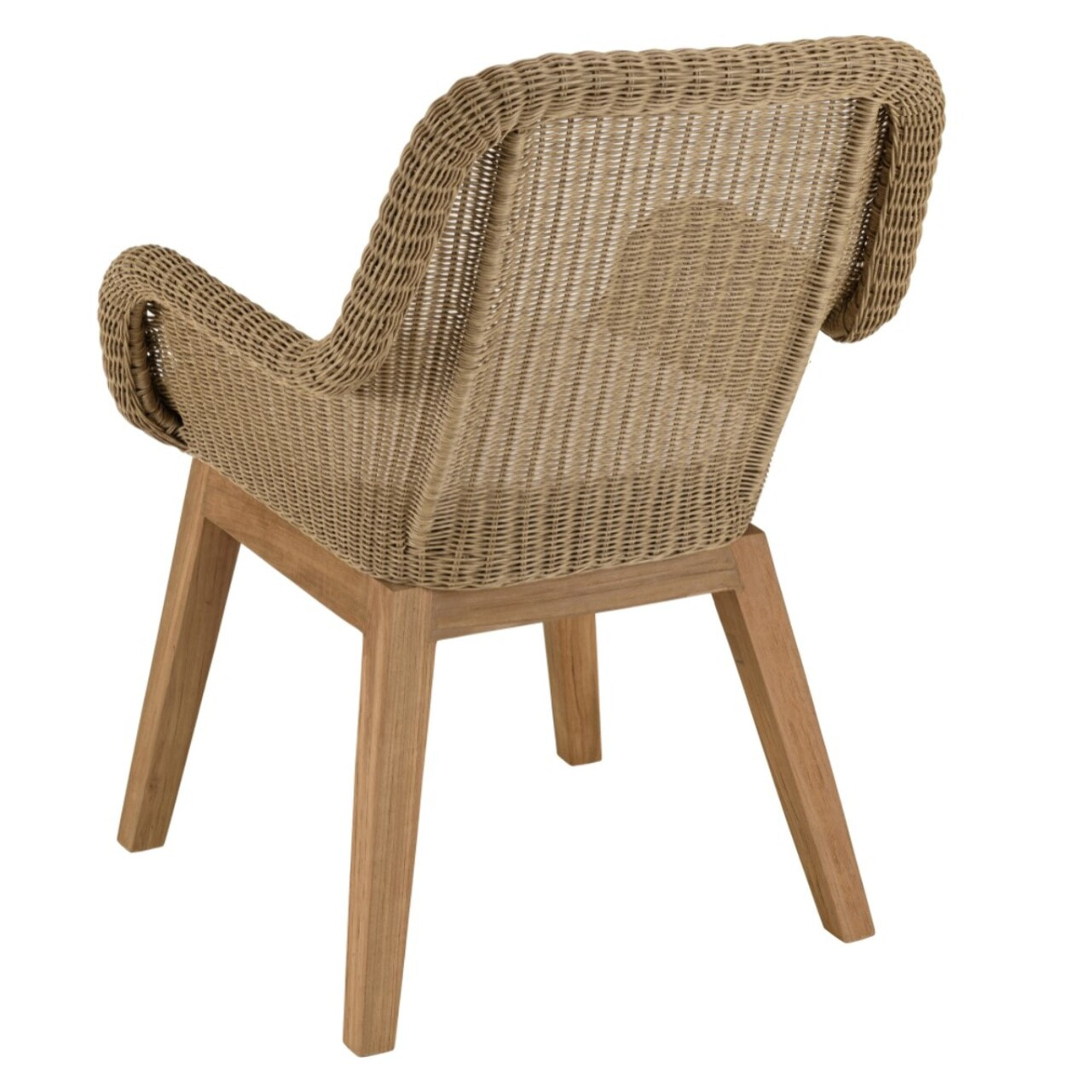 KALLY - Lot de 2 fauteuils jardin rotin synthétique et coussin, pieds droits