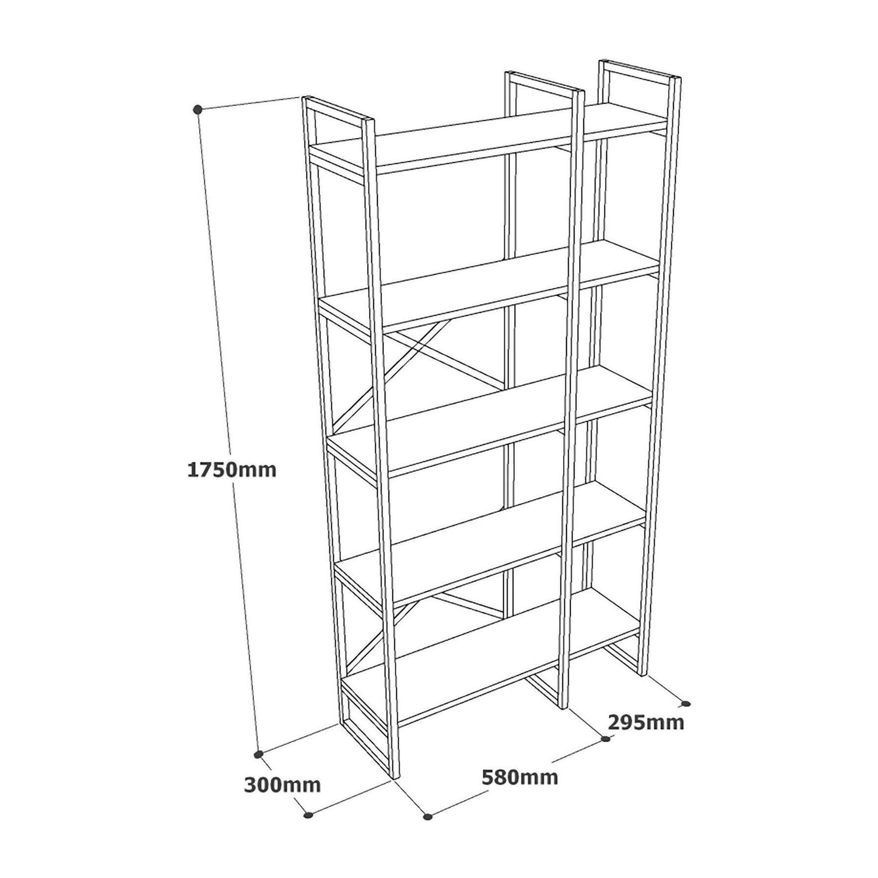 Libreria Dfiorind, Scaffale da ufficio, Mobile portalibri, Biblioteca, 88x30h175 cm, Quercia