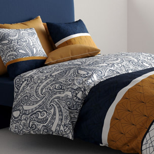 Parure housse de couette imprimé 100% coton - dakota - bleu