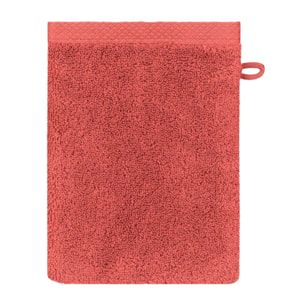 Gant de toilette pur coton 550 g/m² uni rose Elea corail