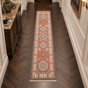 Tapis salon géométrique, noué main en laine, INIKA