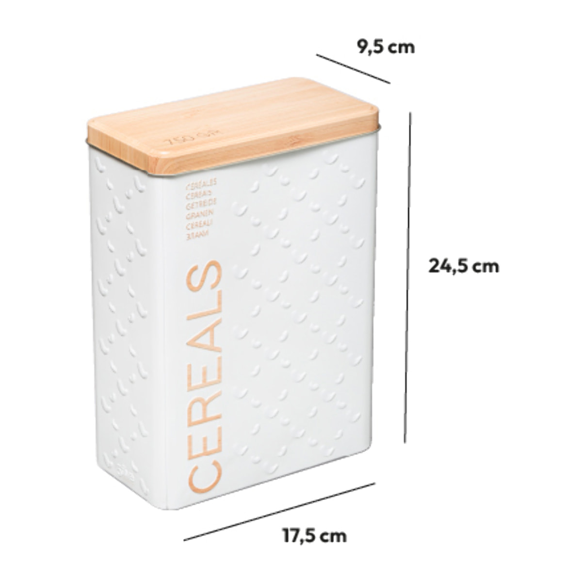 Boîte à céréales 750g métal Blanc Scandi Nature