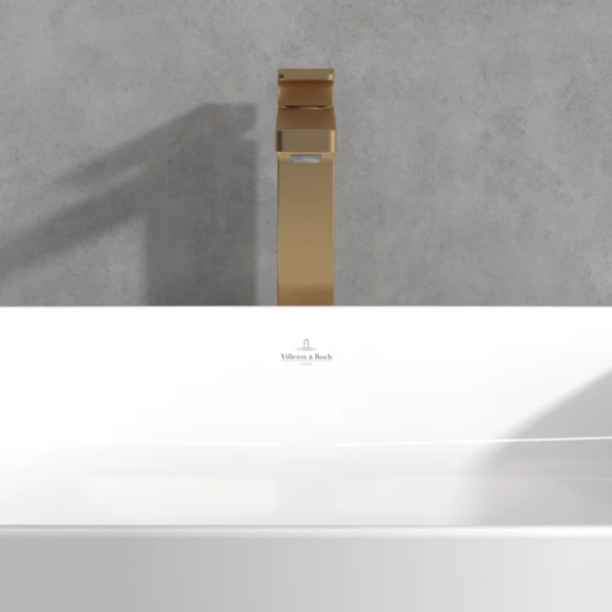 Mitigeur lavabo surélevé Architectura Square avec vidage Push Open Or brossé