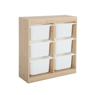 Meuble de rangement enfant 6 bacs de rangement SORA