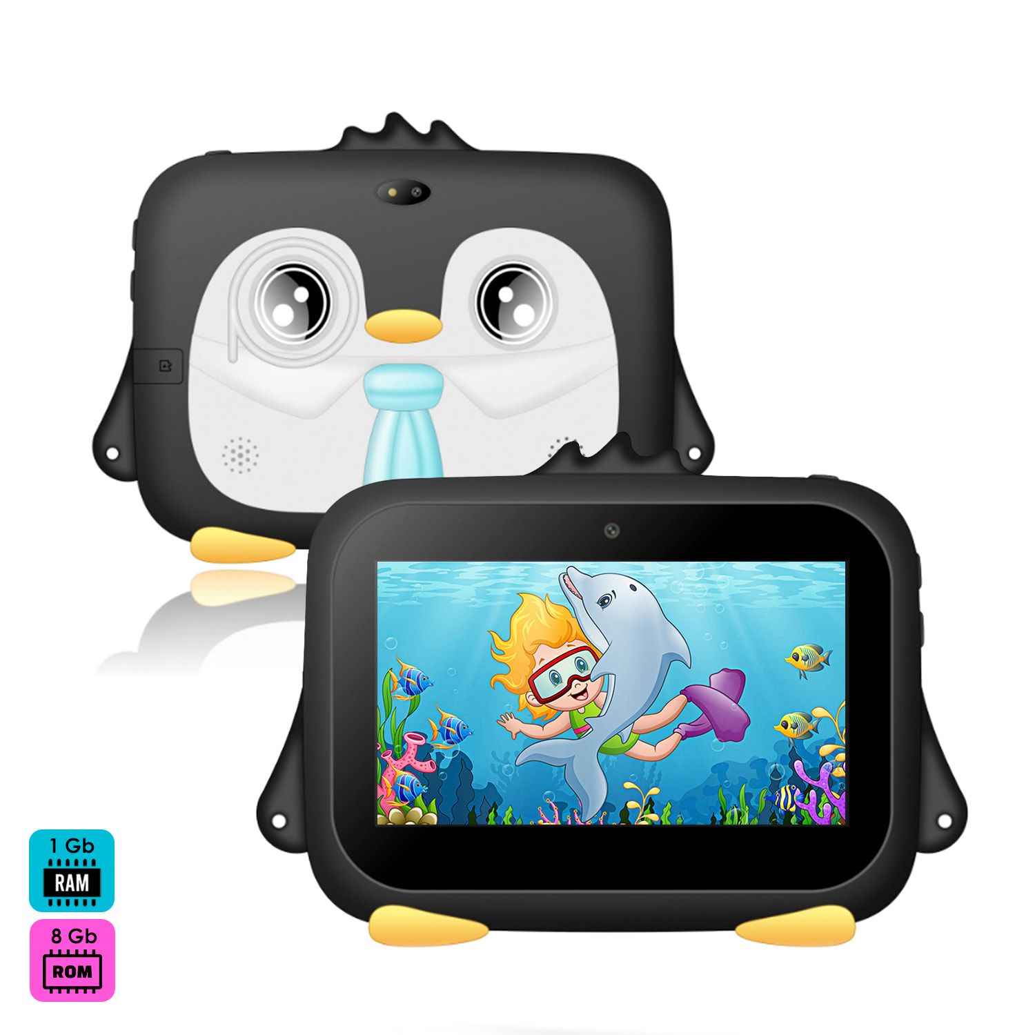 DAM Tablet Infantil K716 WiFi. SO Android 7.0 . Pantalla 7'' 1024x600px. MTK 8321 Quad Core 1.3GHz, 1GB RAM + 8GB. Doble cámara. 23x0,9x16,4 Cm. Color: Negro