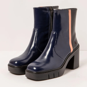 Botines con tacón 1974 NAPPA SHINNY NAVY-BLACK/BERNA color Navy-black