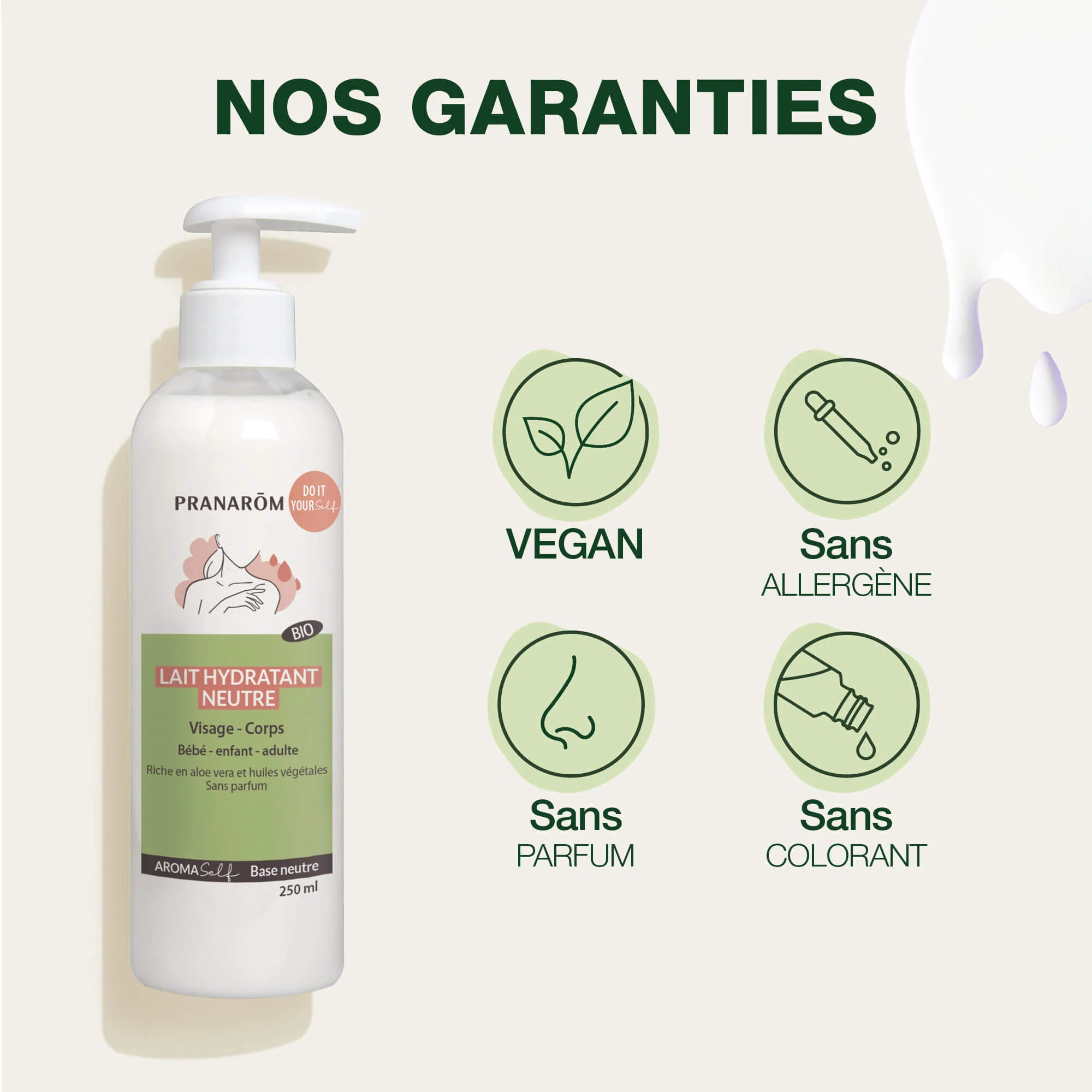 Pranarom - Lait hydratant neutre - Bio - 250 ml