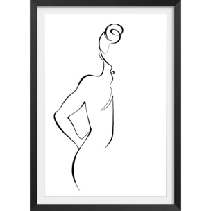 Affiche Croquis de femme Affiche + cadre en bois - Noir