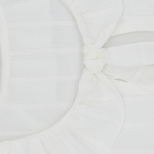 BLUSA CUELLO VOLANTE CENEFA ROMBOS BLANCO