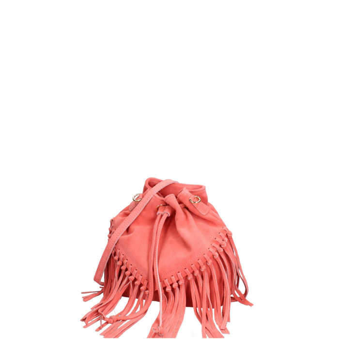 Borsa a secchiello da donna Made in Italy - Modello Umbria Plus - Pelle scamosciata - 25.0 x 22.0 x 13.0 cm